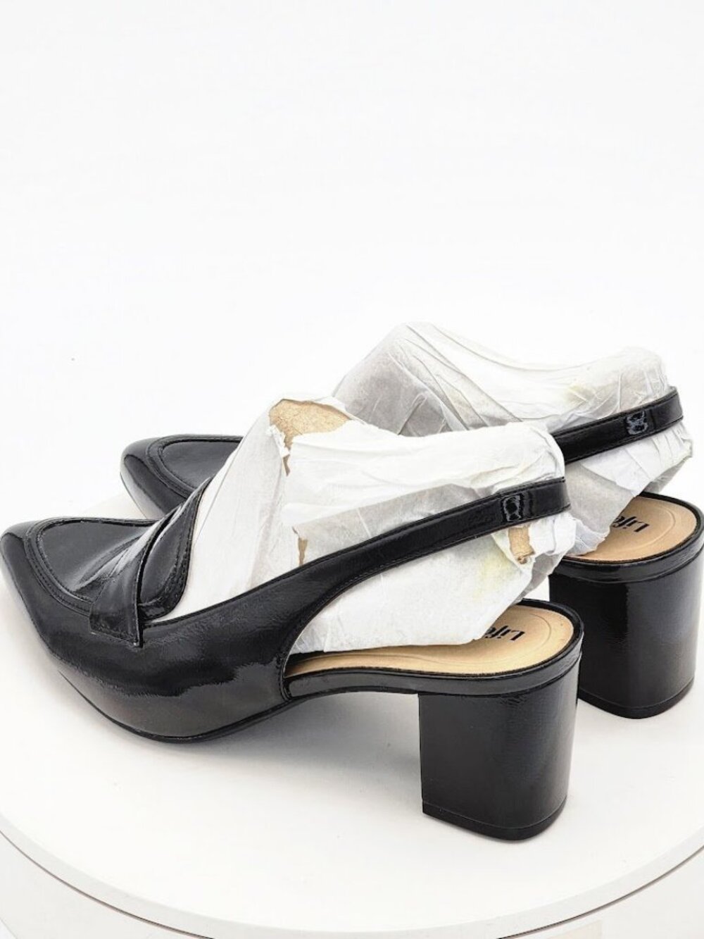LifeStride Angel Black Patent Slingback Loafer Pumps Block Heel Women’s Size 9 - Picture 5 of 11